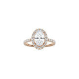 Oval Cut Halo Engagement Ring with Pavé Band RG