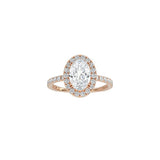 Oval Cut Halo Engagement Ring with Pavé Band RG