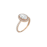 Oval Cut Halo Engagement Ring with Pavé Band RG