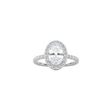 Oval Cut Halo Engagement Ring with Pavé Band WG