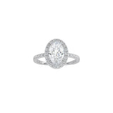 Oval Cut Halo Engagement Ring with Pavé Band WG