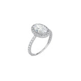 Oval Cut Halo Engagement Ring with Pavé Band WG