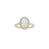 Oval Cut Halo Engagement Ring with Pavé Band YG