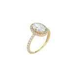 Oval Cut Halo Engagement Ring with Pavé Band YG