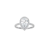 Pear Shape Halo Engagement Ring with Pavé Band WG