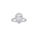 Pear Shape Halo Engagement Ring with Pavé Band WG