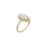 Pear Shape Halo Engagement Ring with Pavé Band YG