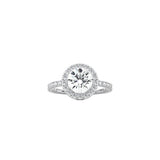 Round Halo Engagement Ring with Pavé Band WG