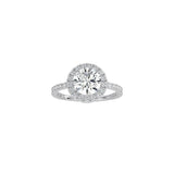 Round Halo Engagement Ring with Pavé Band WG