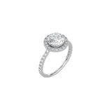 Round Halo Engagement Ring with Pavé Band WG