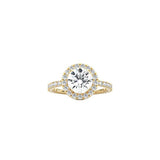 Round Halo Engagement Ring with Pavé Band YG