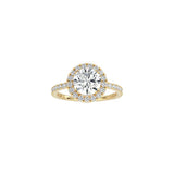 Round Halo Engagement Ring with Pavé Band YG