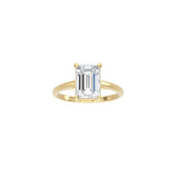 Emerald Cut Cathedral Setting Ring YG