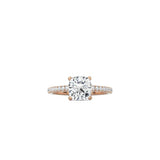 Cushion Cut Cathedral Setting Ring with Pavé Band RG