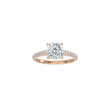 Cushion Cut Cathedral Setting Ring with Pavé Band RG