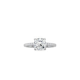 Cushion Cut Cathedral Setting Ring with Pavé Band WG