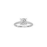 Cushion Cut Cathedral Setting Ring with Pavé Band WG