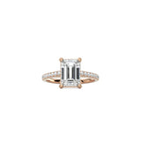 Emerald Cut Cathedral Setting Ring with Pavé Band RG