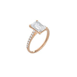 Emerald Cut Cathedral Setting Ring with Pavé Band RG