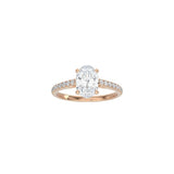 Oval Cut Cathedral Setting Ring with Pavé Band RG