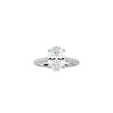 Oval Cut Cathedral Setting Ring with Pavé Band WG