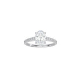 Oval Cut Cathedral Setting Ring with Pavé Band WG