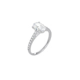 Oval Cut Cathedral Setting Ring with Pavé Band WG