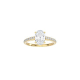 Oval Cut Cathedral Setting Ring with Pavé Band YG