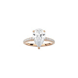 Pear Shape Cathedral Setting Ring with Pavé Band RG