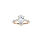 Pear Shape Cathedral Setting Ring with Pavé Band RG