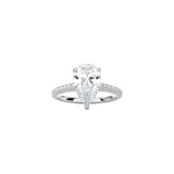 Pear Shape Cathedral Setting Ring with Pavé Band WG