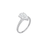 Pear Shape Cathedral Setting Ring with Pavé Band WG