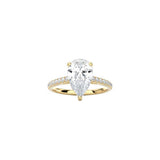 Pear Shape Cathedral Setting Ring with Pavé Band YG