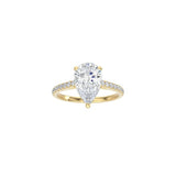 Pear Shape Cathedral Setting Ring with Pavé Band YG