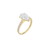 Pear Shape Cathedral Setting Ring with Pavé Band YG