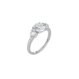 Small Round 3 Stone Ring with Pavé Band WG