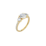 Small Round 3 Stone Ring with Pavé Band YG