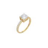 Cushion Cut Comtemporary Four Prong Setting with pave band YG