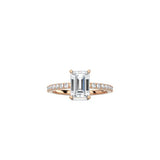 Emerald Cut Comtemporary Four Prong Setting with pave band RG