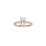 Emerald Cut Comtemporary Four Prong Setting with pave band RG