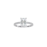 Emerald Cut Comtemporary Four Prong Setting with pave band WG