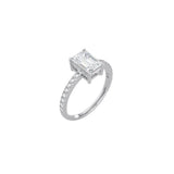 Emerald Cut Comtemporary Four Prong Setting with pave band WG