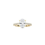 Oval Cut Comtemporary Four Prong Setting with pave band YG