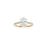 Oval Cut Comtemporary Four Prong Setting with pave band YG