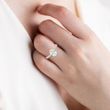 Oval Cut Comtemporary Four Prong Setting with pave band YG