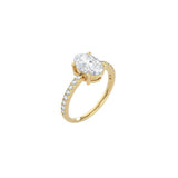 Oval Cut Comtemporary Four Prong Setting with pave band YG