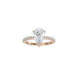 Pear Shape Comtemporary Four Prong Setting with pave band RG