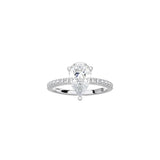 Pear Shape Comtemporary Four Prong Setting with pave band WG