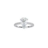 Pear Shape Comtemporary Four Prong Setting with pave band WG