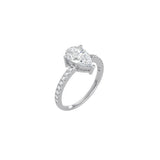 Pear Shape Comtemporary Four Prong Setting with pave band WG